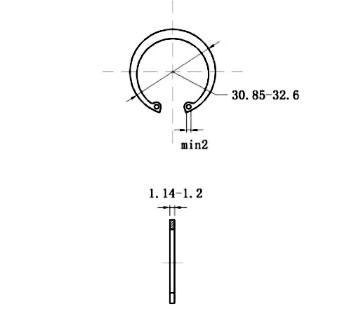 Bản vẽ kỹ thuật Phe Gài Lỗ Thép 65Mn DIN472 D29x1.2