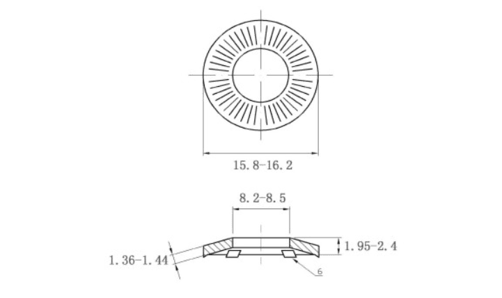 Bản vẽ kỹ thuật Lông Đền Tiếp Xúc Thép Mạ Dacromet SN70093 M8