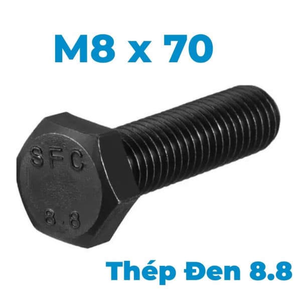 Bulong Thép Đen 8.8 DIN933 M8x70