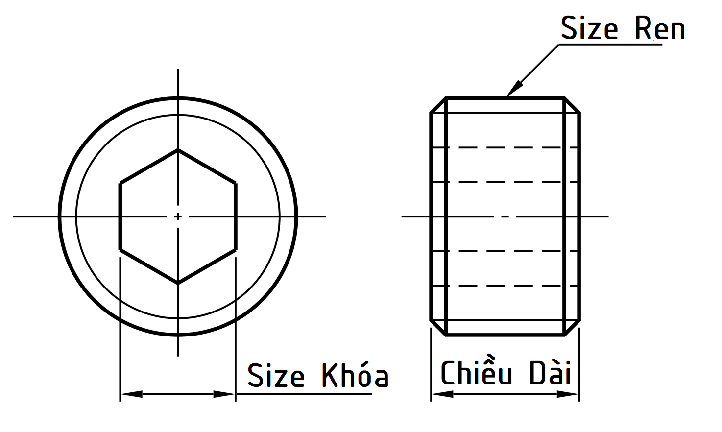 Bản vẽ kỹ thuật Screw Plugs Type Through Hole M8x8 MSWA8