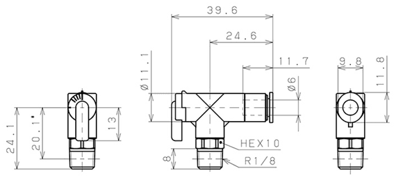 Bản vẽ kỹ thuật Van Bi Khí Nén, Loại Mini Pisco BVLC6-01