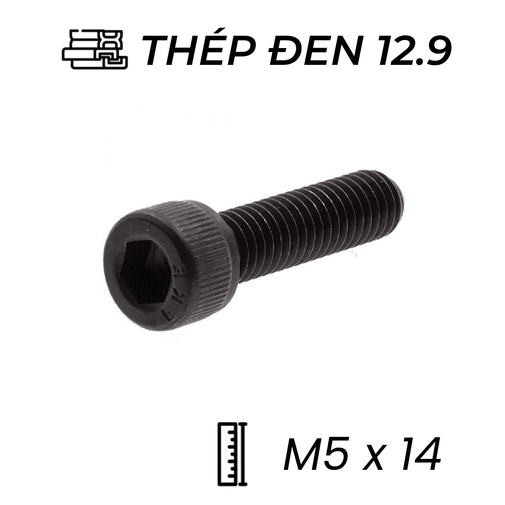 Lục Giác Chìm Đầu Trụ Thép Đen 12.9 DIN912 M5x14