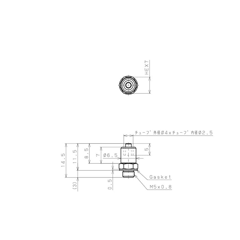 Bản vẽ kỹ thuật Đầu Ngạnh Nối Ống Có Đai Ốc Xiết Dạng Thẳng Thân Lục Giác Ren Ngoài Pisco LCN-0425-M5
