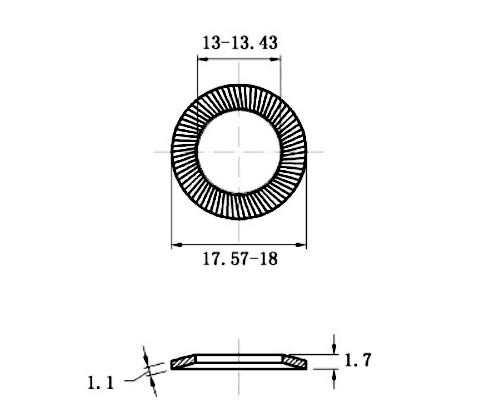 Bản vẽ kỹ thuật Lông Đền Răng Inox 304 DIN9250 M12