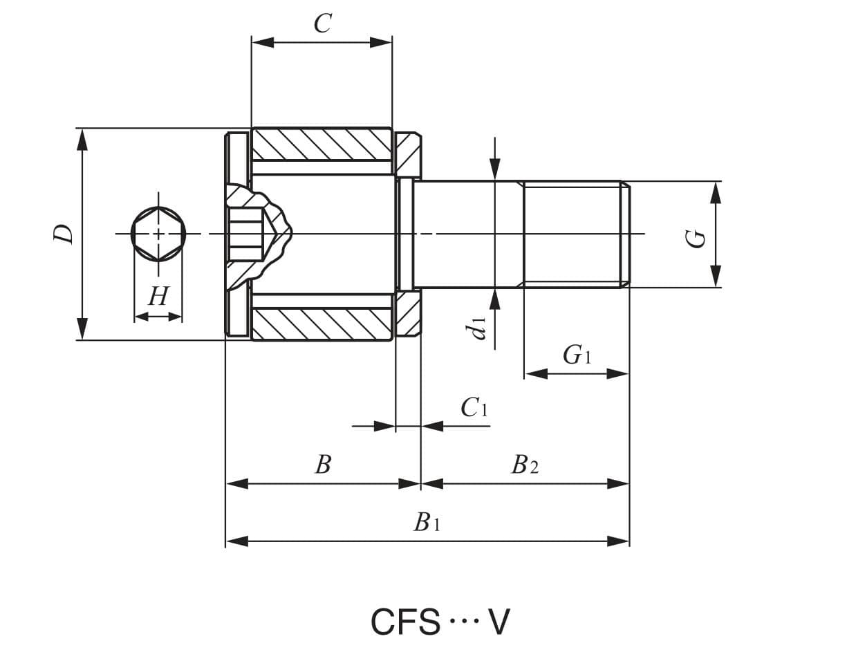 Bản vẽ kỹ thuật Vòng Bi Cam Mini 4x8x5 mm IKO CFS 4 V