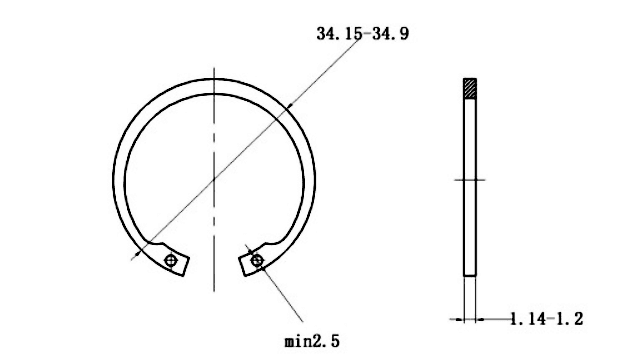 Bản vẽ kỹ thuật Phe Gài Lỗ Thép 65Mn DIN472 D32x1.2