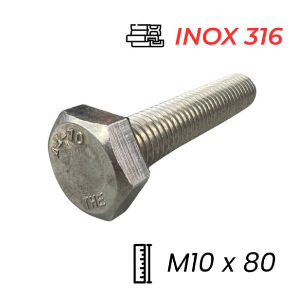Bulong Inox 316 DIN933 M10x80