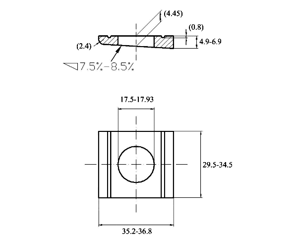 Bản vẽ kỹ thuật Lông Đền Vuông Thép Mạ Kẽm DIN434 M16