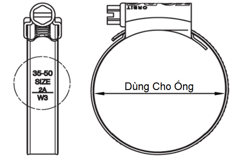 Bản vẽ kỹ thuật Cổ Dê Vặn Vít Inox 201 Cho Ống Từ 84-108mm