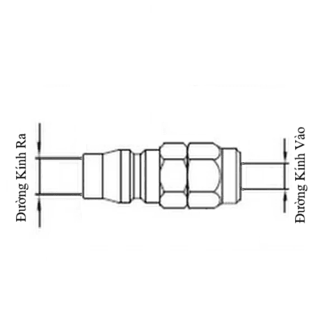 Bản vẽ kỹ thuật Khớp Nối Nhanh Bi Đực - Siết Tán NKC NL-23PB Dây Ø8.5xØ12.5