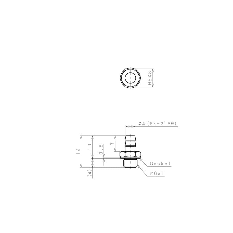 Bản vẽ kỹ thuật Đầu Ngạnh Nối Ống Dạng Thẳng Thân Lục Giác Ren Ngoài Pisco LC-0640-M6