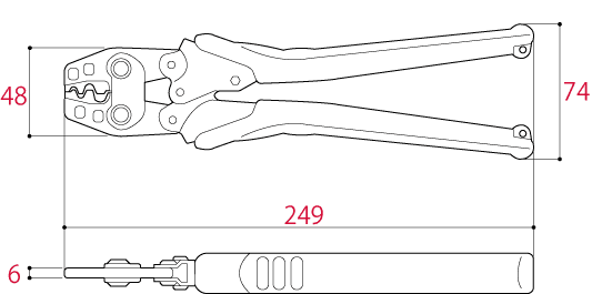Bản vẽ kỹ thuật Kìm Bấm Cos 249mm Tsunoda TP-8