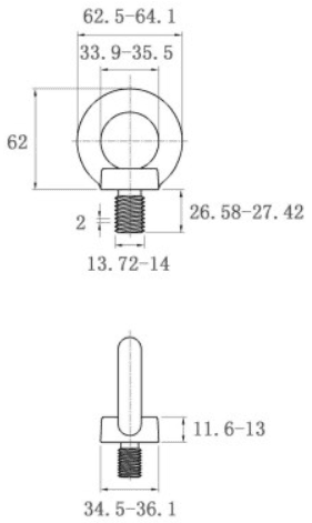 Bản vẽ kỹ thuật Bulong Vòng Thép Mạ Kẽm DIN580 M14x27