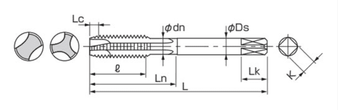 Bản vẽ kỹ thuật Mũi Taro Thẳng Nachi (L6868) M6x1.0