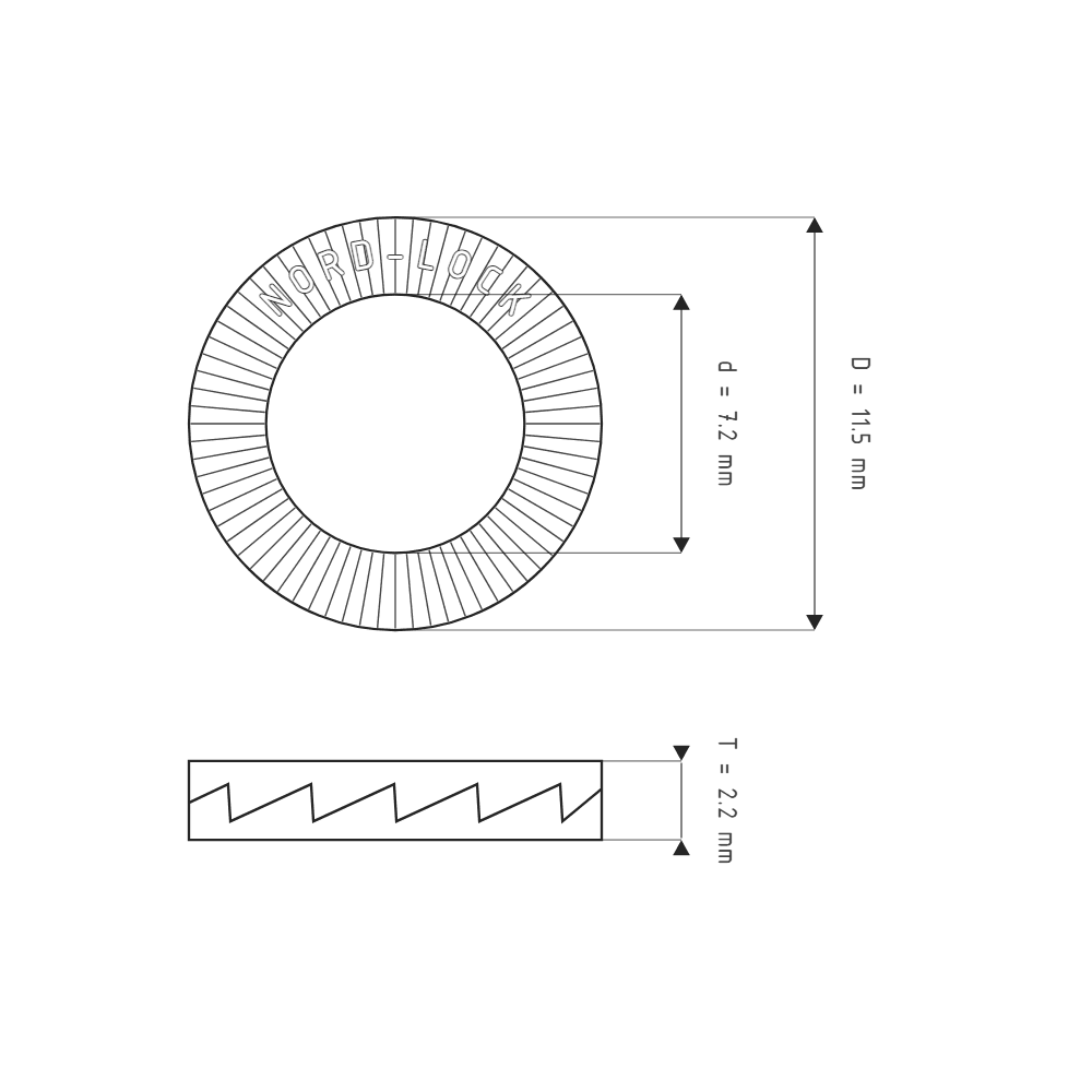 Bản vẽ kỹ thuật Lông Đền Nord-Lock Inox 316 1/4