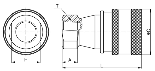 Bản vẽ kỹ thuật Khớp Nối Nhanh Khí Nén Đồng Bi Cái Ren Trong Rc1/4 CDC SP S02