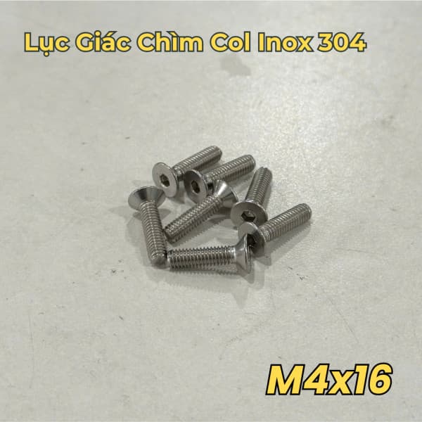 Lục Giác Chìm Col Inox 304 DIN7991 M4x16 (50Cái/Bịch)