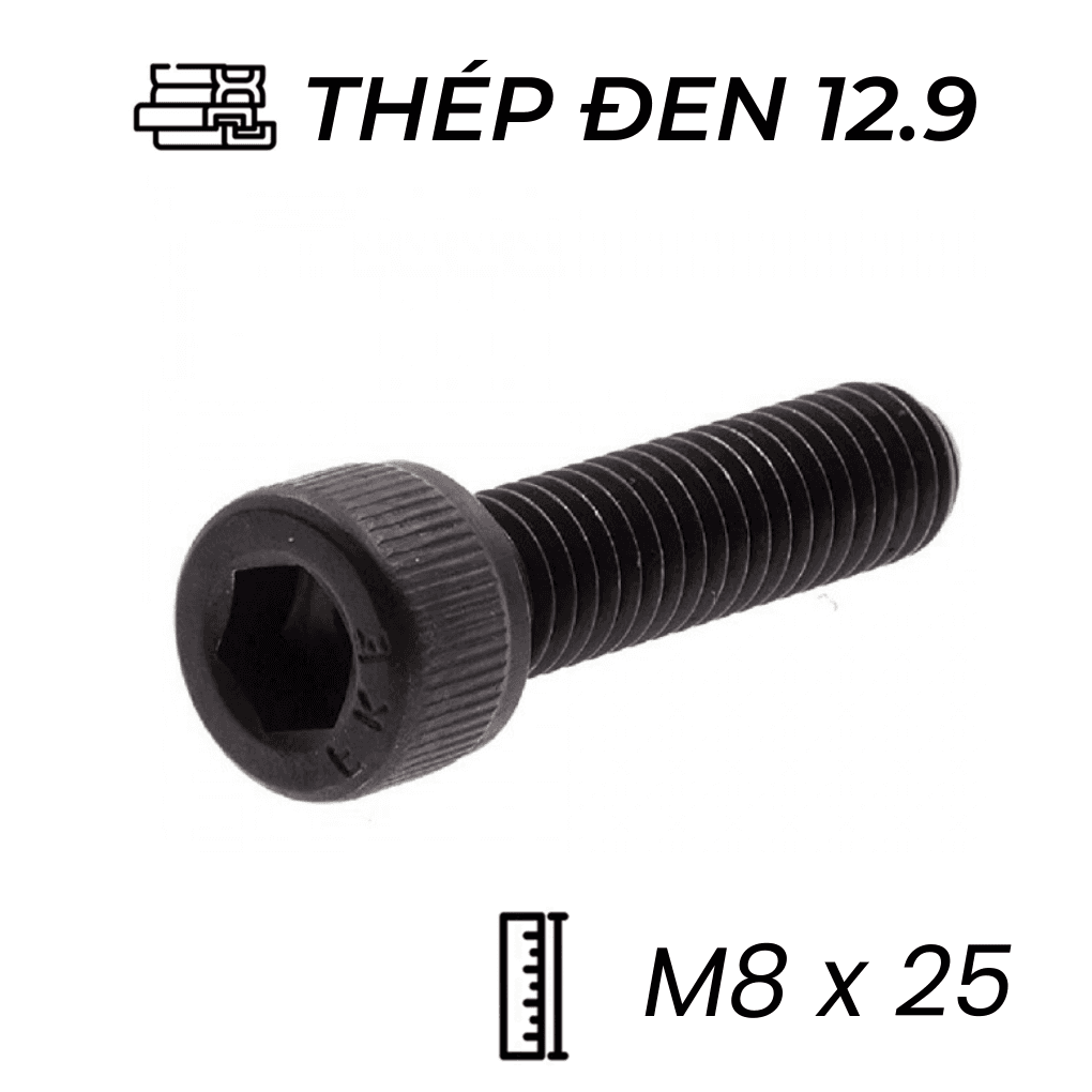 Lục Giác Chìm Đầu Trụ Thép Đen 12.9 DIN912 M8x25