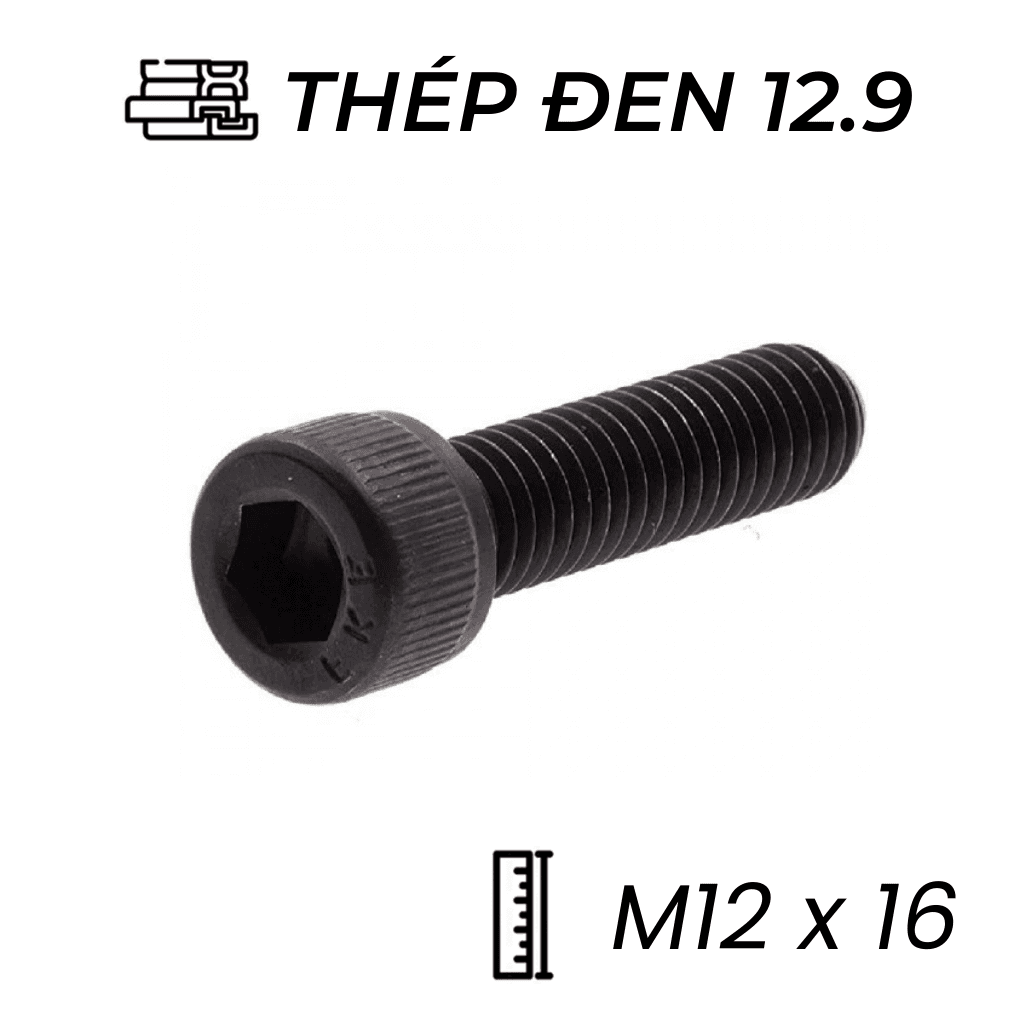 Lục Giác Chìm Đầu Trụ Thép Đen 12.9 DIN912 M12x16