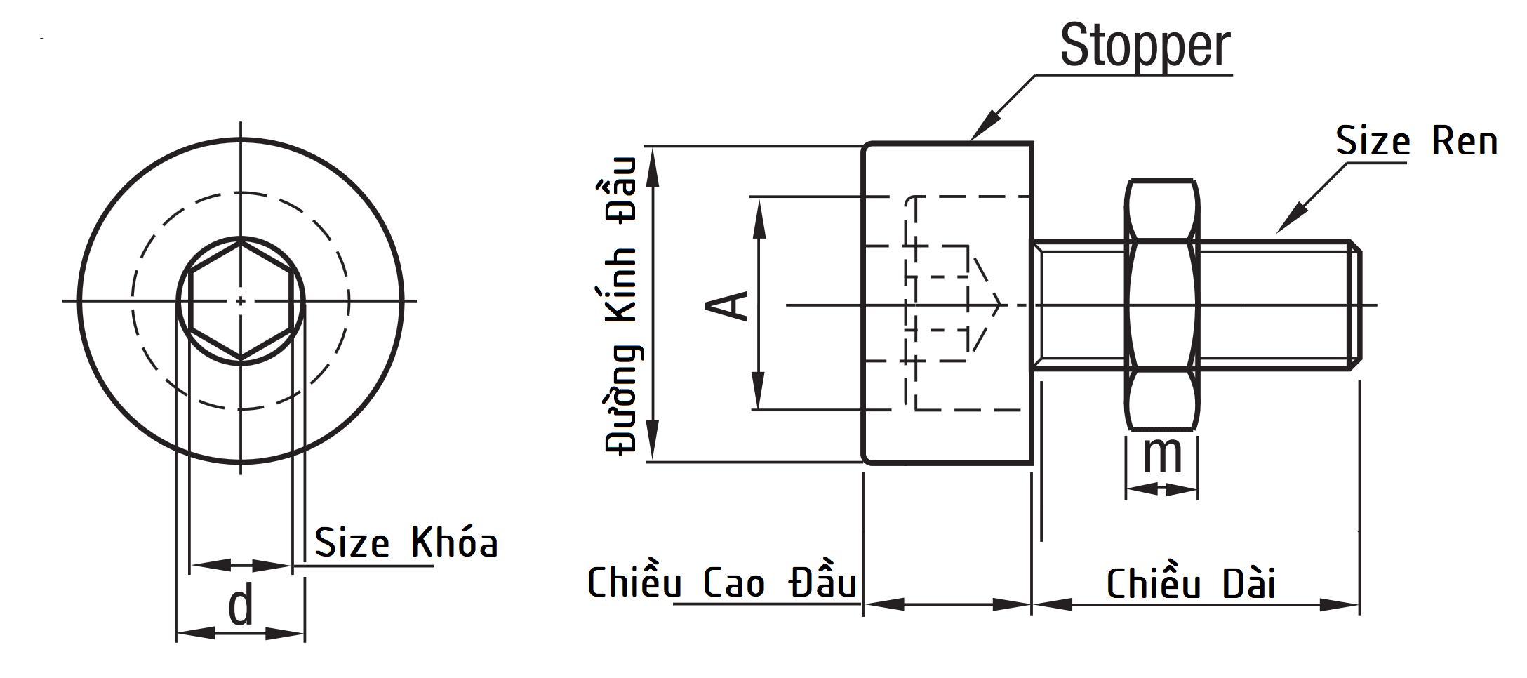 Bản vẽ kỹ thuật Lục Giác Chìm Loại Bọc Urethane Thép SCM435 UNAH10-20