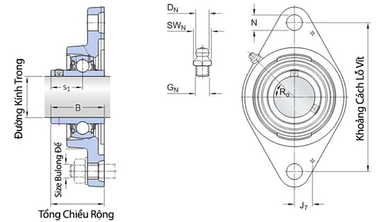 Bản vẽ kỹ thuật Gối Đỡ Vòng Bi SKF UCFL 207