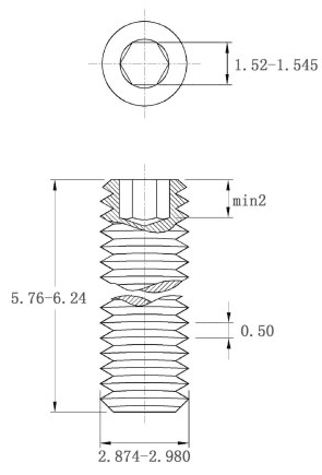 Bản vẽ kỹ thuật Vít Trí Đuôi Bằng Thép Đen 10.9 DIN913 M3x6