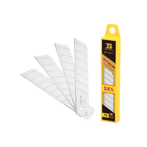 Hộp 10 Lưỡi Dao Rọc Giấy 18 mm Loại Thường Bosi BS310017