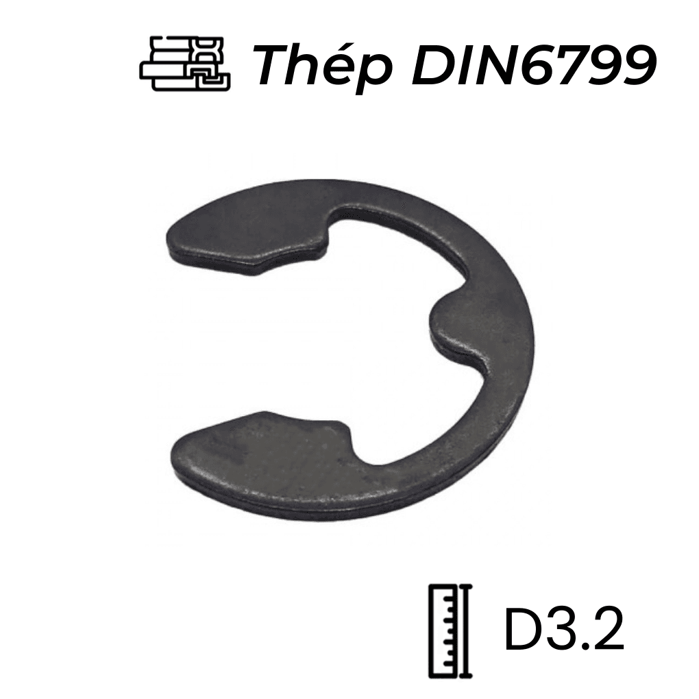 Phe Gài Trục Chữ E Thép DIN6799 D3.2 (10Cái/Bịch)