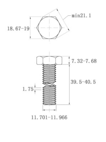 Bản vẽ kỹ thuật Bulong Thép Đen 8.8 DIN933 M12x40