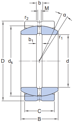 Bản vẽ kỹ thuật Vòng Bi Mắt Trâu SKF GE 50 ES
