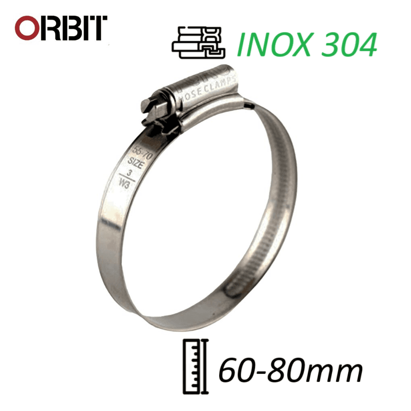 Đai Siết Cổ Dê Inox 304 - Orbit Dùng Cho Ống 60-80mm