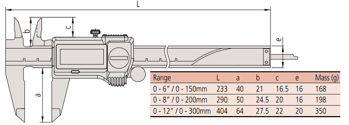 Bản vẽ kỹ thuật Thước cặp điện tử Mitutoyo 500-752-20 (0-150mm/6inch; x0.01mm)