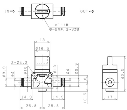 Bản vẽ kỹ thuật Van Tay Khí Nén Pisco HV4-4-2W