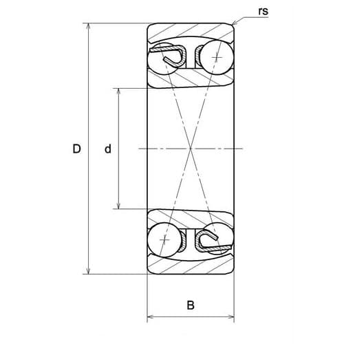 Bản vẽ kỹ thuật Vòng Bi Cầu Tự Lựa 30x62x20 NTN 2206S