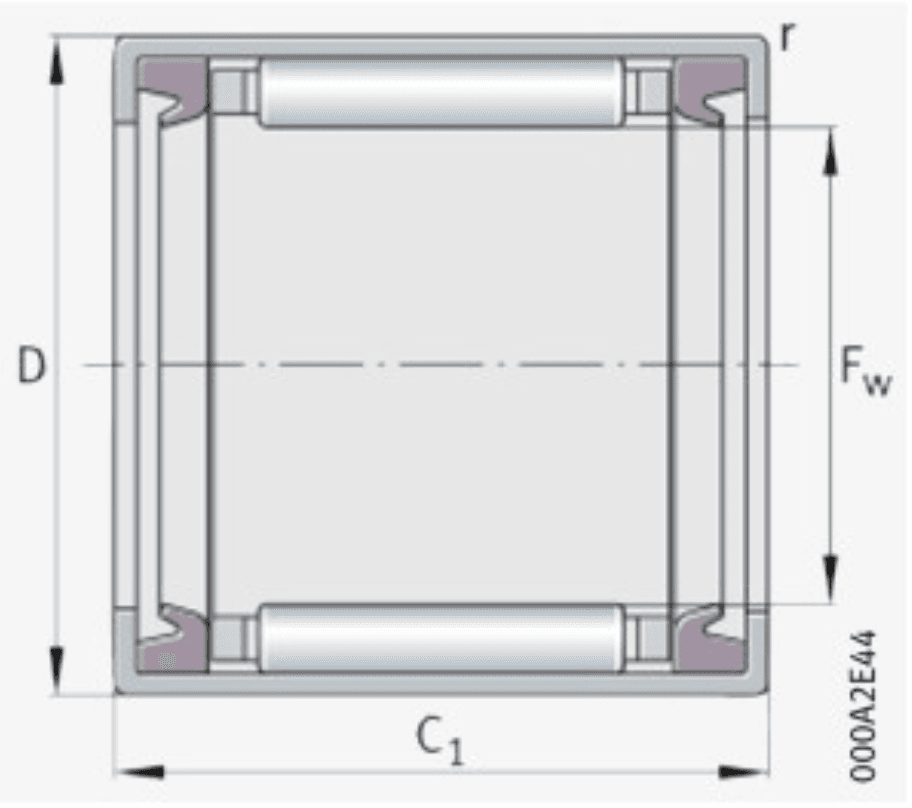 Bản vẽ kỹ thuật Vòng Bi Kim Vỏ Dập 10x14x12mm INA HK1012-RS-FPM-B-L271