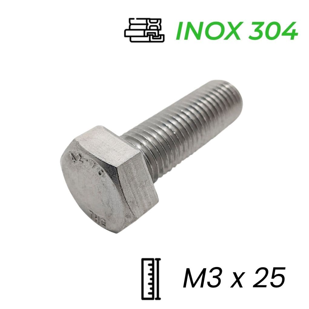 Bulong Inox 304 DIN933 M3x25