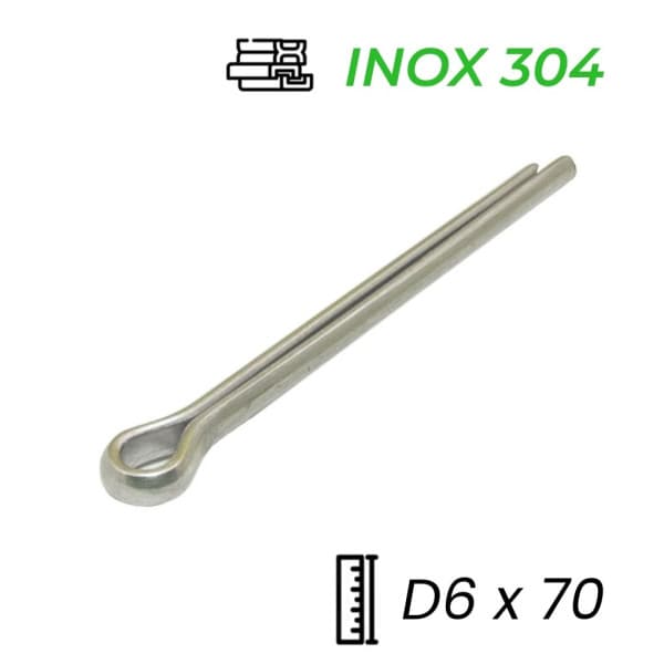 Chốt Chẻ Inox 304 (Chốt Bi) GB91 D6x70mm