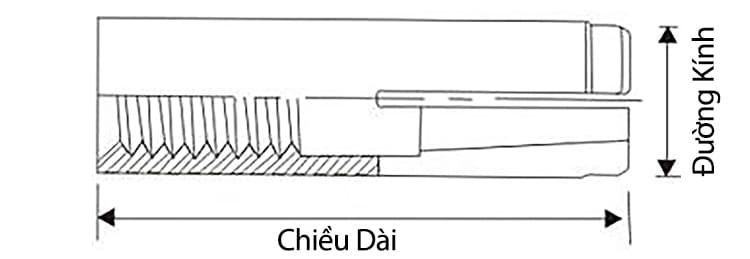 Bản vẽ kỹ thuật Tắc Kê Đạn Inox 304 M8