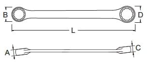 Bản vẽ kỹ thuật Cờ Lê Hai Vòng Lệch 21×23 mm SATA 42310