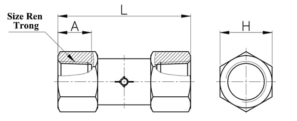 Bản vẽ kỹ thuật Van Một Chiều Ren Trong CDC CVFF 01-01