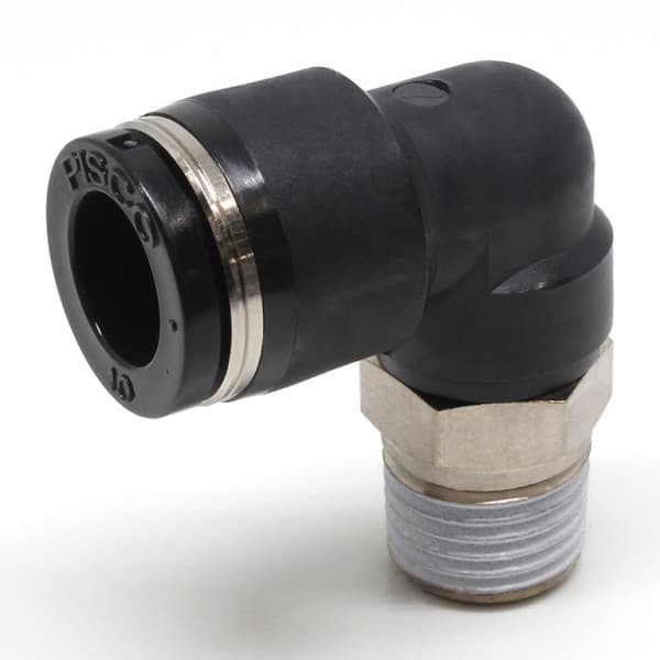 Đầu Nối Nhanh Khí Nén Cong 90° Phi 10mm Ren Ngoài R1/4 Pisco PL10-02