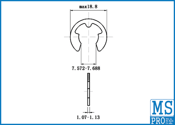 Bản vẽ kỹ thuật Phe Gài Trục Chữ E Thép DIN6799 D9