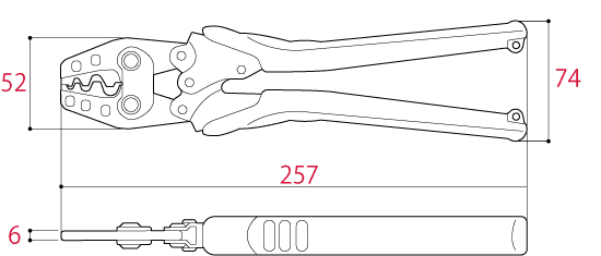 Bản vẽ kỹ thuật Kìm Bấm Cos 257mm Tsunoda TP-14