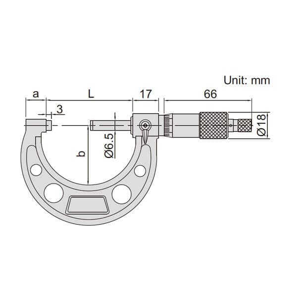 Bản vẽ kỹ thuật Panme Đo Ngoài Cơ Khí 0-25mm INSIZE 3203-25A