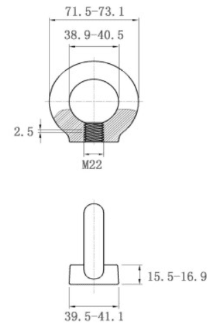 Bản vẽ kỹ thuật Tán Vòng Thép Mạ Kẽm M22 (Thân M16)