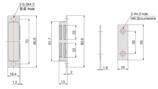 Bản vẽ kỹ thuật Hít Cửa Nam Châm BY3-1-6