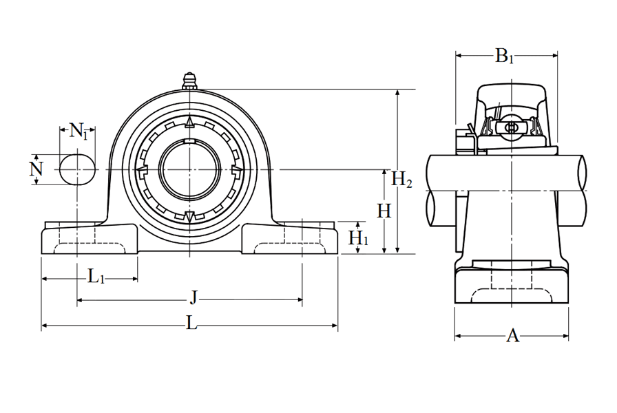 Bản vẽ kỹ thuật Gối Đỡ Vòng Bi d 25mm NTN UKP206D1