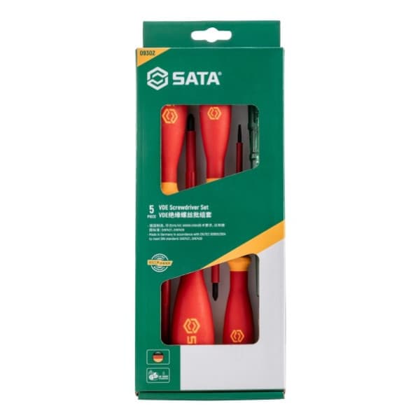 Bộ Tua Vít Cách Điện 1000 V 5 Chi Tiết SATA 09302
