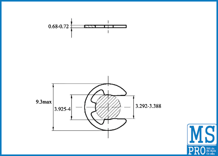 Bản vẽ kỹ thuật Phe Gài Trục Chữ E Thép DIN6799 D4