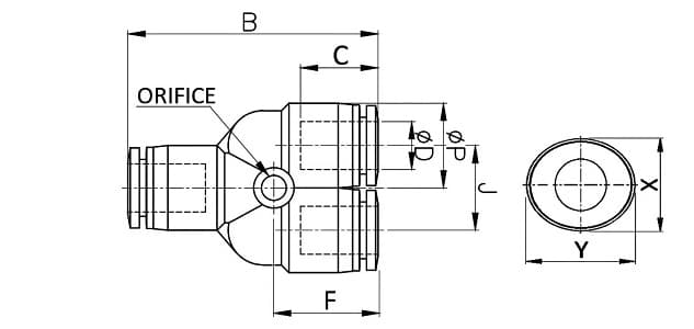 Bản vẽ kỹ thuật Đầu Nối Khí Chữ Y SANG-A GPY10